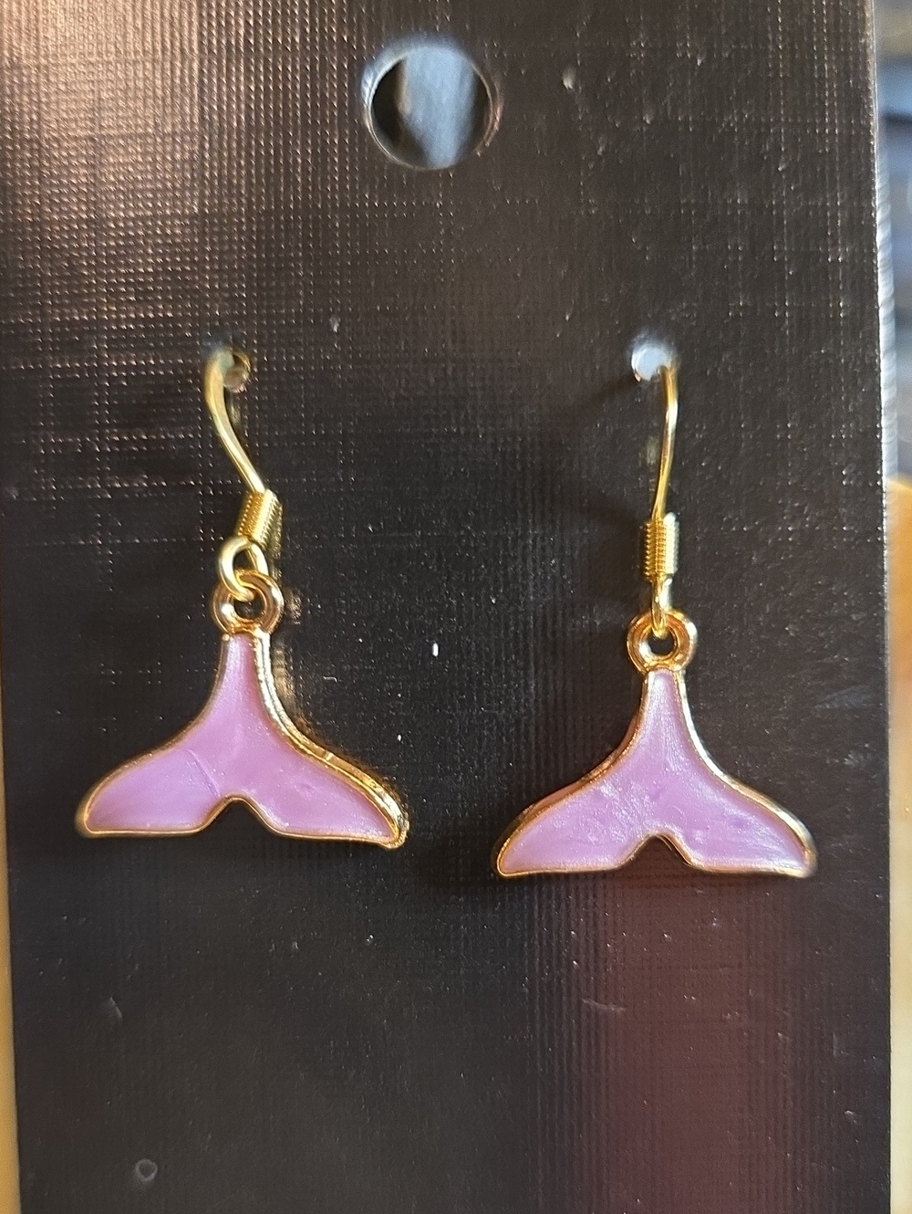 Gold-Trim Light Purple Mermaid Tail Drop Earrings